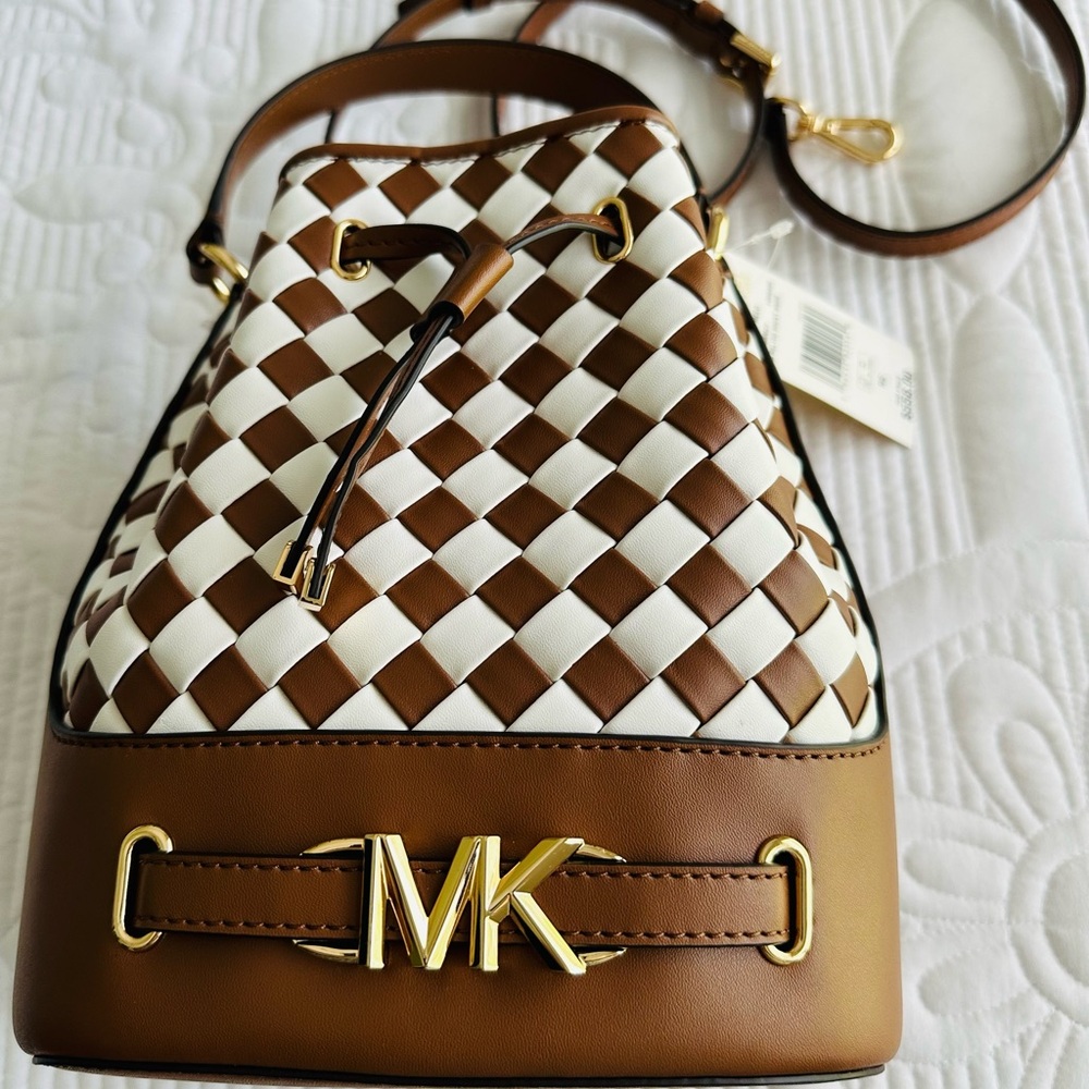 MICHAEL Michael Kors Brown and White Shoulder Bag
